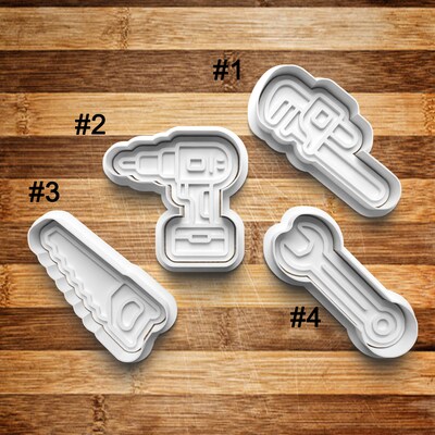 Tool Cookie Cutter | Cookie Stamp | Cookie Embosser | Cookie Fondant | Clay Stamp | Clay Earring Cutter | 3D Printed | Wrench | Drill | Saw - image1